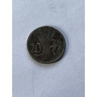 Чехословакия 20 геллеров, 1921