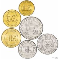 Заир набор монет 1, 5, 10, 20, 50 макута, UNC. Демократической Республики Конго. Полный коллекционный набор в качестве UNC-Proof! Предложи свою цену или обмен!