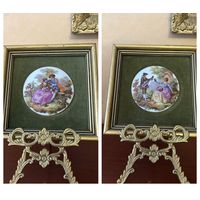 Панно Свидание Фрагонар Лимож  Англия фарфор винтаж цена за пару