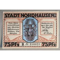 Германия, нотгельды, 75 пфеннигов 1921 год, Нордхаузен (Nordhauzen),