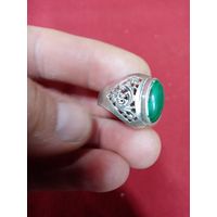 С рубля без мц. перстень женский с зеленой вставкой  5КЬ хЗвезда 875пр. на тонкий пальчик