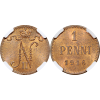 1 пенни 1916 ННР MS 64 BN