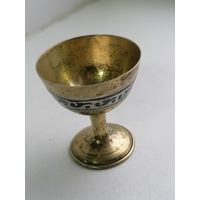 Рюмка серебро 875 пробы СССР, чернь, позолота, торги с Рубля