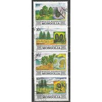 Монголия. Деревья страны. 1982г. 4 марки.