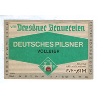 Этикетка пива Deutsches Pilsner Германия П823