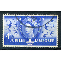 Великобритания - 1957г. - 50 лет скаутскому движению, королева Елизавета II - 1 марка - гашёная [Mi 300]. #3-GB-89-C-1