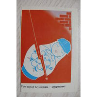 Календарик, 1988, Техника безопасности, Стройиздат (матрешка).