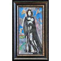 Кищенко А.М "Женский образ".Эскиз портрет Е.Образцовой, 1982г. Холст, масло. Размер 25х29см. с рамой 35х59 см.