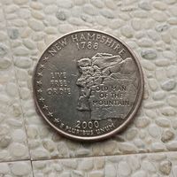 1/4 доллара  2000(Р) года США. Квотер штата Нью-Гэмпшир.
