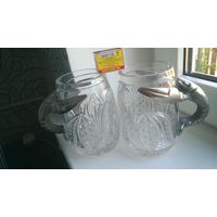 Пара хрустальных пивных бокалов РАКИ.Редкие, антикварные из СССР, спецзаказ.