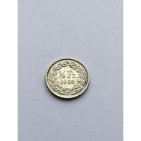 1/2 франка 1968 г., Швейцария