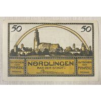 Пфенниги Нотгельд Нёрдлинген, 50 пфеннигов, 1921 год Веймарская республика.