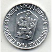 ЧЕХОСЛОВАЦКАЯ  СОЦИАЛИСТИЧЕСКАЯ РЕСПУБЛИКА. 3 ГЕЛЛЕРА 1963. UNC. РЕДКАЯ