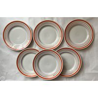 Набор фарфоровых тарелок из 6 штук 175 мм. (с позолотой). МФЗ