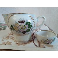 Сливочник и солонка фарфор с позолотой одним лотом