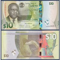 Белиз, 10 долларов 2025 г, P-W75 (FA, политик Филип Голдсон, килеклювый тукан, колибри-отшельник), UNC