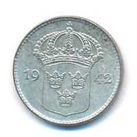 Швеция 10 эре 1942 года Ag _состояние VF