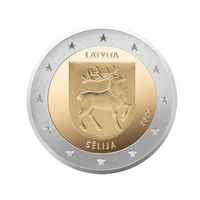 2 евро 2025 Латвия Селия UNC из ролла