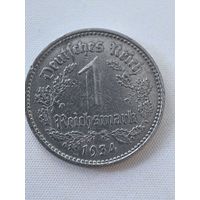 1 марка 1934 год. А.. 3-рейх  никель Германия рейсмарка