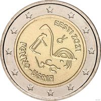2 евро 2021 Эстония Финно-угорские народы  UNC из ролла
