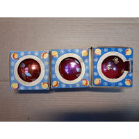 Елочная игрушка. Ёлечное украшение шар номер5 3 ШТ. 9.5 См СССР