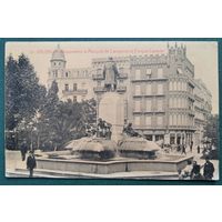 Старинная открытка. Испания. Валенсия. Памятник маркизу Кампо в парке Кастелар. Чистая.