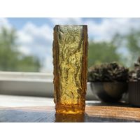 Ваза цветное стекло Чехия винтаж 20 х 8см