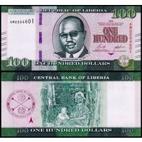 Либерия 100 долларов образца 2022 года UNC pw41 серия АР