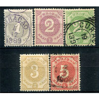 Нидерландские колонии - Кюрасао - 1889/91г. - цифры - 5 марок - полная серия, гашёные, MH [Mi 19-23]. #3-WB-85-A-1