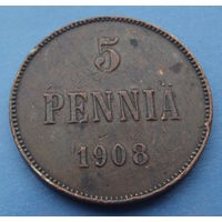 Финляндия в составе РИ. 5 пенни 1908