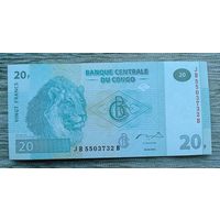Werty71 Конго 20 франков 2003 UNC Банкнота Лев прайд