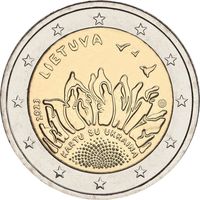 2 евро 2023 Литва Вместе с Украиной UNC из ролла