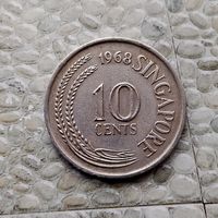 10 центов 1968 года Сингапур. Республика Сингапур. Единственная на аукционе!