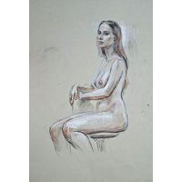 "Обнажённая длинноволосая" зарисовка а4