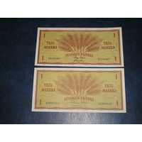 Финляндия, 1 Марка 1963 х 2 разные подписи UNC