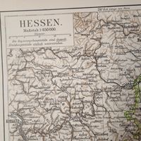 HESSEN  Карта. Литография Германия. Гравюра середина 19века 30x24см. РАСПРОДАЖА КОЛЛЕКЦИИ.