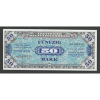 Германия 50 марок 1944 года. 8-значный номер с чертой. Тип Р-196d. Состояние UNC!