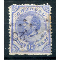 Нидерландские колонии - Кюрасао - 1876/89г. - король Вильгельм III, 10 с - 1 марка - гашёная с сильным повреждением справа. #3-WB-69-A-1