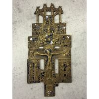 Крест "Распятие Христово с предстоящими и избранными иконами", навершие с херувимами, бронза, литье, эмали, Российская Империя, 1850-1890 гг. Распродажа коллекции!!!
