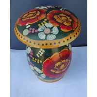 Деревянная копилка в форме гриба, ручная роспись