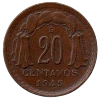 РЕСПУБЛИКА ЧИЛИ. 20 СЕНТАВО 1945. Бернардо О Хиггинс