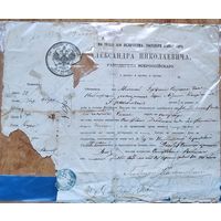 Паспорт для поездки (временной отлучки). Иудаика. Несвиж. 1878 г.