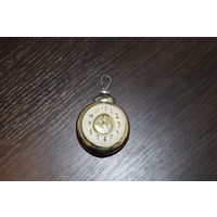 Новогодняя елочная игрушка, из СССР, "Часы", тонкое стекло.