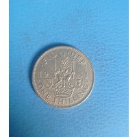 Великобритания 1 шиллинг 1951 год Георг VI без надписи IND: IMP: