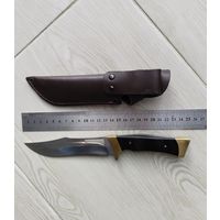 Нож порошковая сталь M390 твёрдость 62 HRC,  с кожаным чехлом новый.