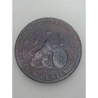 Испания 5 сентимо 1870 года . ОМ