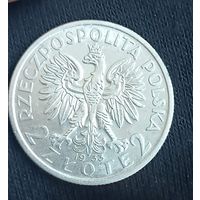 2 злотых  1933 Польша Голова Полонии RZECZPOSPOLITA POLSKA