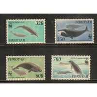 Фареры-1990(Мих.203-206) , **  ,  Морская Фауна, Киты (полная серия)
