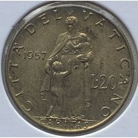 Ватикан 20 лир 1957 г. В холдере