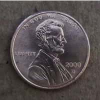 США 1 цент 2000 г., отметка мд. "D" - Денвер, KM# 201b